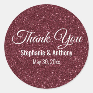 Sticker Rond Faux Bourgogne Mariage Merci