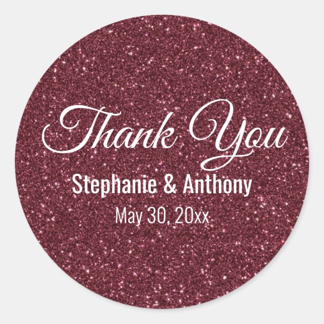 Sticker Rond Faux Bourgogne Mariage Merci (Devant)