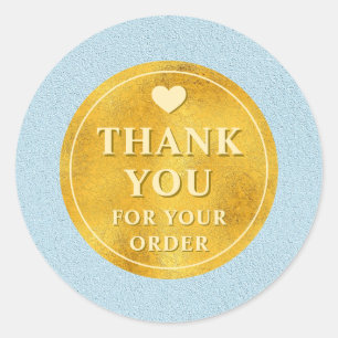 Sticker Rond Faux cuir bleu Merci pour votre commande