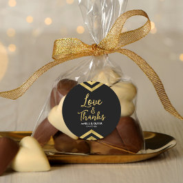 Sticker Rond Faux Gold Chevron Love and Thanks