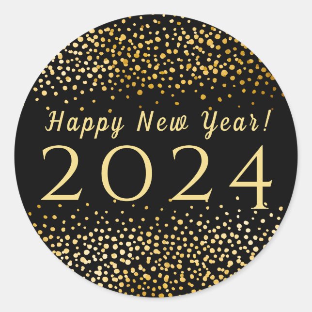 Sticker Rond Faux Gold Confetti Bonne année 2019 (Devant)