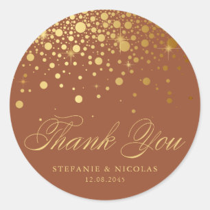 Sticker Rond Faux Gold Foil Confetti Dots Merci Terracotta