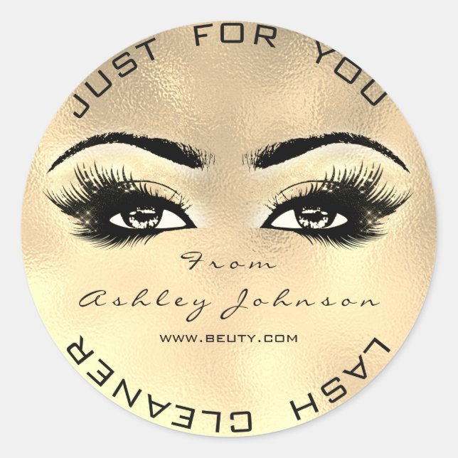Sticker Rond Faux Gold Glas Beauté Parties scintillant Lash Net (Devant)