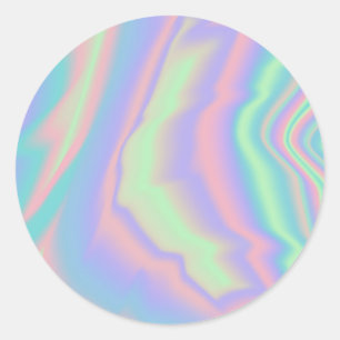 Sticker Rond Faux Holographique Arc-en-ciel personnalisé tendan