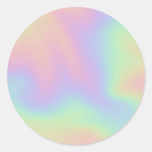 Sticker Rond Faux Holographique Pastel Personnalisé Classic Rou (Devant)
