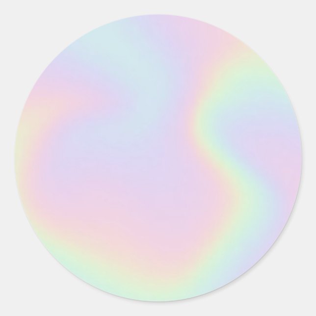 Sticker Rond Faux Holographique Pastel Personnalisé Classic Rou (Devant)