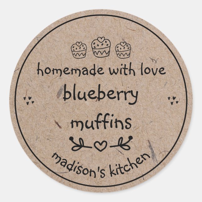 Sticker Rond Faux Kraft Papier Cute Doodé Produits de boulanger (Devant)