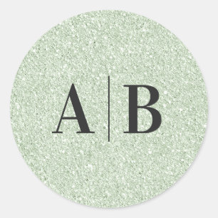Sticker Rond Faux Lumière Sage Vert Parties scintillant Mariage