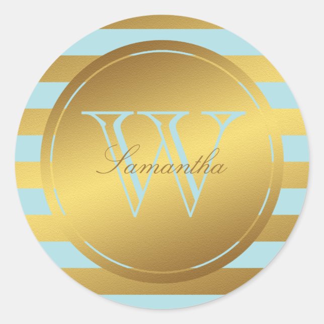 Sticker Rond Faux Or Monogramme Faux Grilles d'huile (Devant)