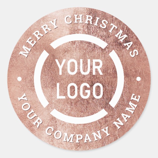 Sticker Rond Faux or Rose Joyeux Noël Compagnie Logo (Devant)