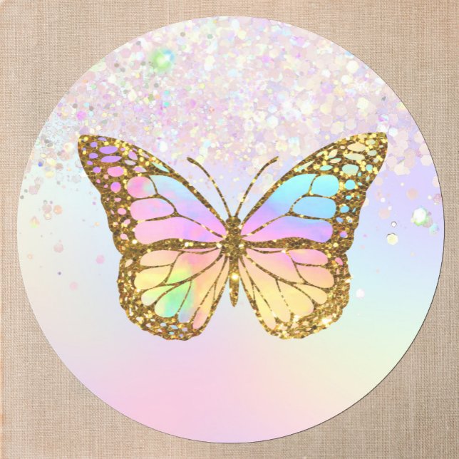 Sticker Rond faux papillon holographique (Créateur téléchargé)