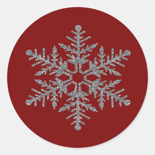 Sticker Rond Faux Parties scintillant d'argent rouge (Devant)
