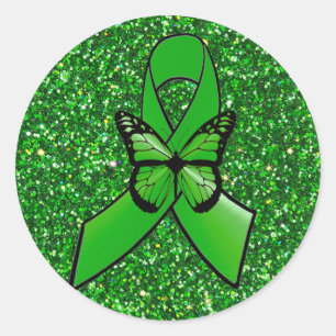 Sticker Rond Faux Parties scintillant LYME Ruban papillon autoc