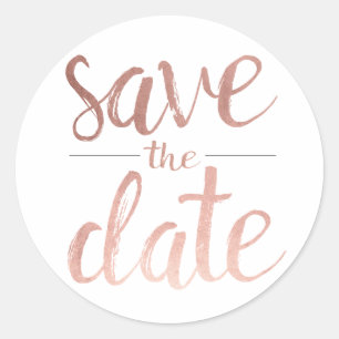 Sticker Rond Faux Rose Gold Foil Enregistrer la date