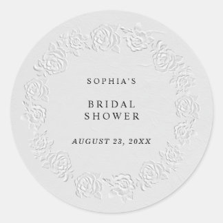 Sticker Rond Faux Roses Blanches en Relief Mariage Prénuptial