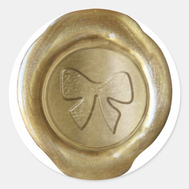 Sticker Rond Faux Sceau de cire - Or - RIBBON BOW (Devant)