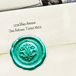 Sticker Rond Faux sceau d'enveloppe de cire Style 4 Vert 10 Aut