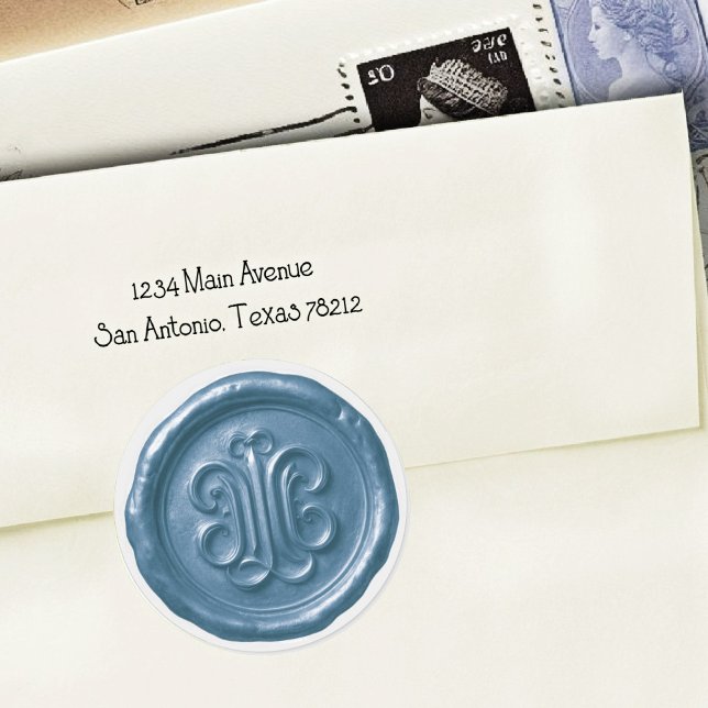 Sticker Rond Faux Wax Seal Deep Impression Blue (Créateur téléchargé)