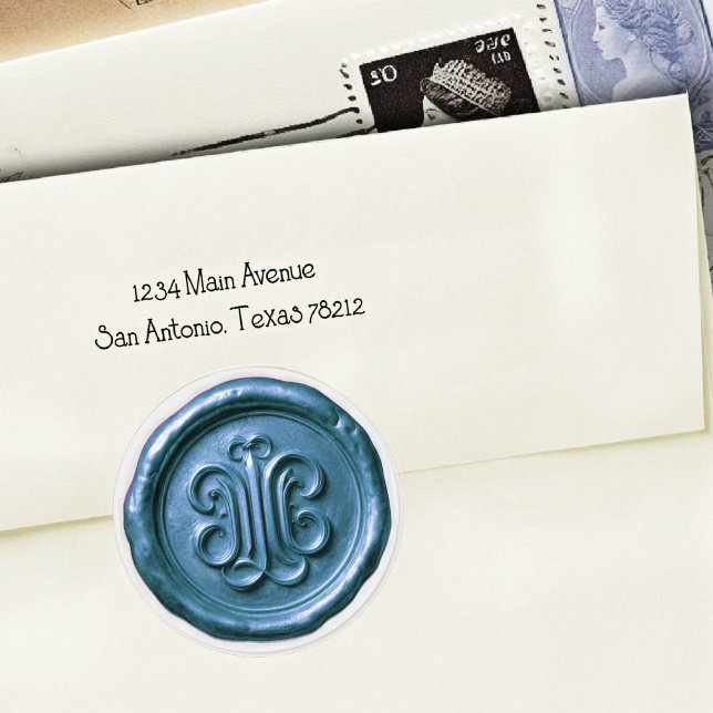 Sticker Rond Faux Wax Seal Deep Impression Blue 2 (Créateur téléchargé)