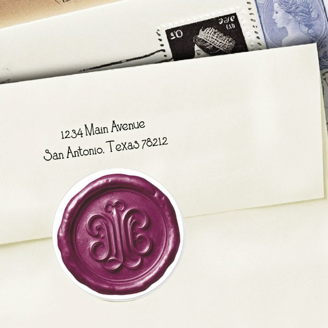 Sticker Rond Faux Wax Seal Deep Impression Plum (Créateur téléchargé)