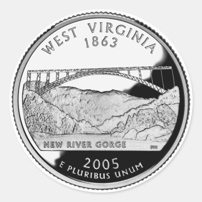 Sticker Rond Faux West Virginia State Quarter (Devant)