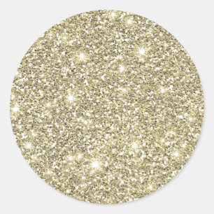 Sticker Rond Faux White Gold Parties scintillant Élégant chic