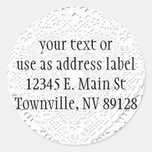 Sticker Rond Faux White Lace Fabric Arrière - plan