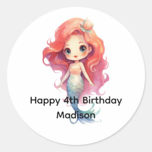 Sticker Rond Faveur d'anniversaire personnalisée pour filles si