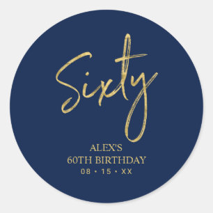 Sticker Rond Faveur d'anniversaire soixante 60 avec lettrage or