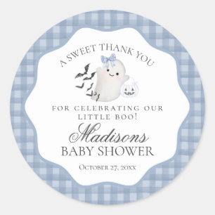 Sticker Rond Faveur de Baby Shower Fantôme Petit Pastel Bleu