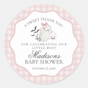 Sticker Rond Faveur de Baby Shower Fantôme Rose Pastel