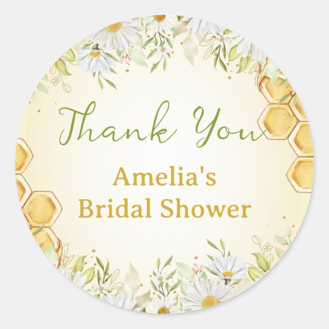 Sticker Rond Faveur de Bumblebee Daisy Mariage Remercier Bourdo (Devant)
