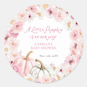 Sticker Rond Faveur de citrouille rose automnale