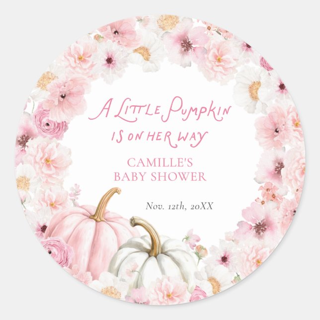 Sticker Rond Faveur de citrouille rose automnale (Devant)