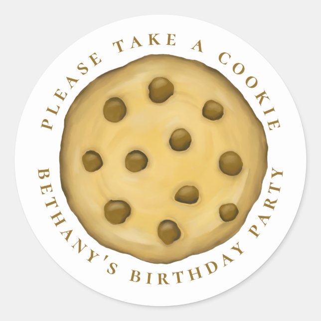 Sticker Rond Faveur de cookie sucré aquarelle pour anniversaire (Devant)