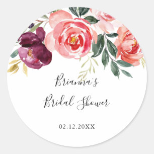 Sticker Rond Faveur de douche de mariée tropicale colorée d'été