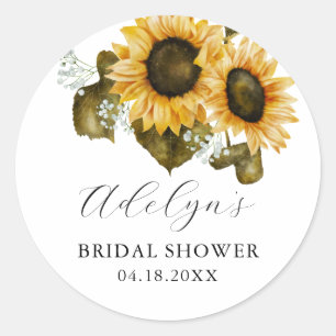 Sticker Rond Faveur de douche nuptiale florale jaune rustique  