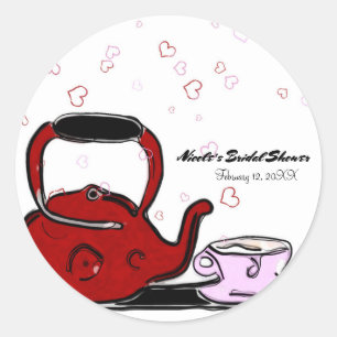 Sticker Rond Faveur de fête chic de thé de la Saint-Valentin