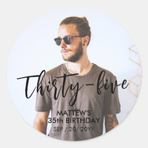 Sticker Rond Faveur de fête d'anniversaire avec photo personnal
