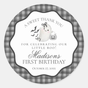 Sticker Rond Faveur de fête d'anniversaire de fantôme mignon en