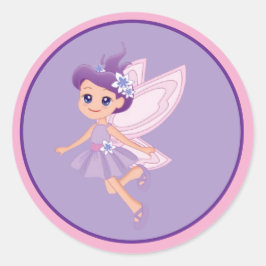 Sticker Rond Faveur de fête d'anniversaire de fée princesse fan