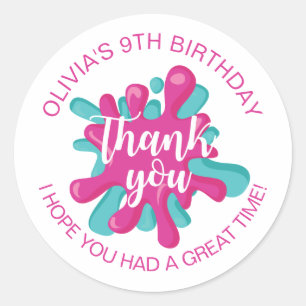 Sticker Rond Faveur de fête d'anniversaire de temps de slime ro