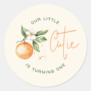 Sticker Rond Faveur de fête d'anniversaire Little Cutie Citrus