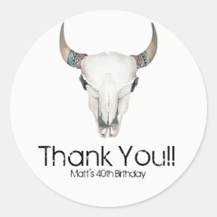 Sticker Rond Faveur de fête d'anniversaire personnalisée Crâne 