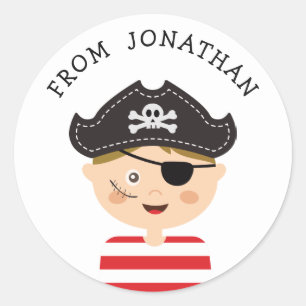 Sticker Rond Faveur de fête d'anniversaire pour enfants pirates