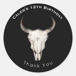 Sticker Rond Faveur de fête d'anniversaire rustique boho bohémi