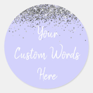 Sticker Rond Faveur de fête d'anniversaire Violet et Argent