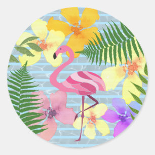 Sticker Rond Faveur de fête de piscine Flamant Tropical