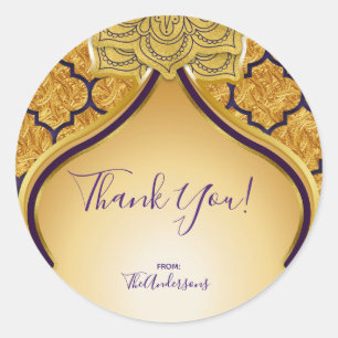 Sticker Rond Faveur de fête indienne arabe marocaine violette e