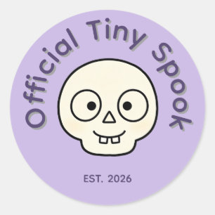 Sticker Rond Faveur de fête officielle Tiny Spook Skeleton Hall